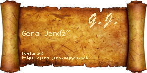 Gera Jenő névjegykártya